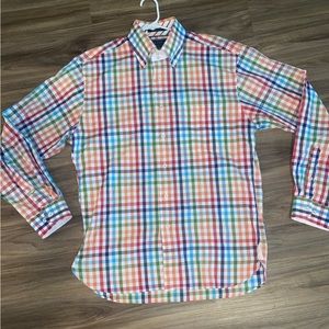 Paul Fredrick Slim Large Rainbow plaid shirt like new